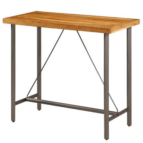TABLE bar, 120 cm, en teck et métal