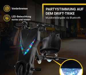 TROTTINETTE DRIFT électrique 250 W, noir, avec LEDS, pour enfant
