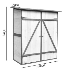 ABRI de jardin en épicéa massif, blanc/gris, 150 cm