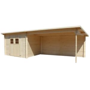 ABRI de jardin, bois massif 28 mm avec extension, surface 21 m²