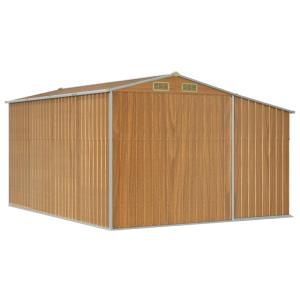 ABRI de jardin métal galvanisé imitation bois , auvent range buches, 10,15 m²