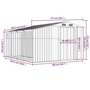 ABRI de jardin en métal galvanisé vert, auvent range bois, 4 dimensions