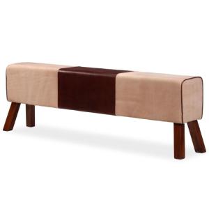 BANC, bois recouvert cuir de chèvre, 4 dimensions