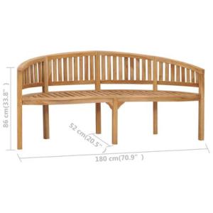 Banc de jardin 180 cm, demi cercle en teck massif