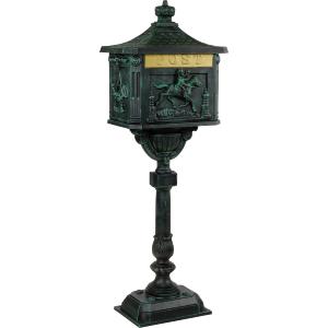 Boîte aux lettres, Antique, en fonte d'aluminium, vert