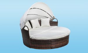 Canapé Lit de jardin modulable, résine tressée, 2 coloris
