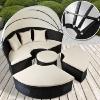 Canapé de jardin rond modulable en résine tressée, 10 coloris