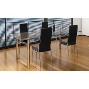 CHAISES salle à manger, simili cuir noir, lot de 4 pièces
