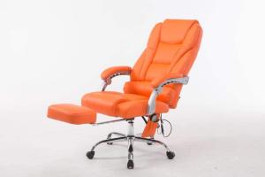 FAUTEUIL massant de bureau, luxe, cuir ORANGE, 7 points de massage