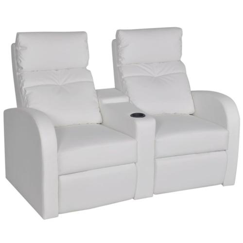 FAUTEUIL 2 places, inclinables, luxe en cuir textile, blanc