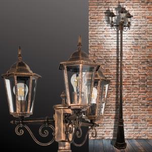 Lampadaire Extérieur 260 cm en Aluminium Moulé – Éclairage de Jardin Rétro