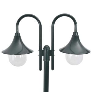 LAMPADAIRE de jardin, 220 cm, vert foncé, 2 globes