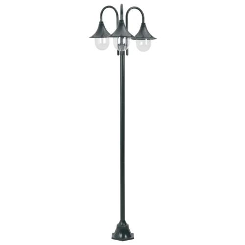 LAMPADAIRE de jardin, 220 cm, vert foncé, 3 globes