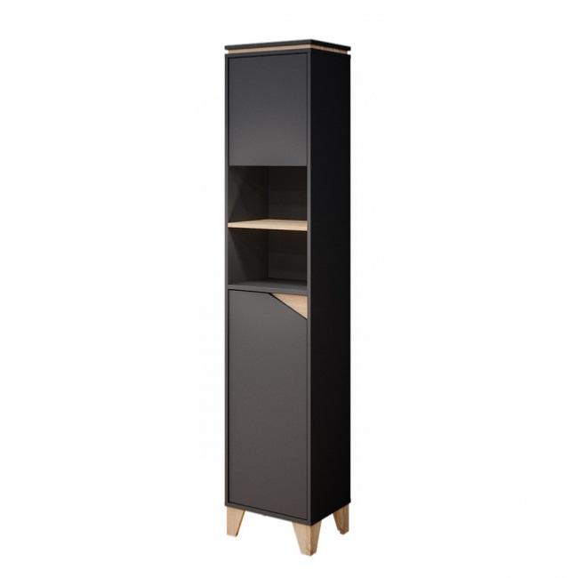 Meuble de rangement, bois anthracite, en forme de colonne