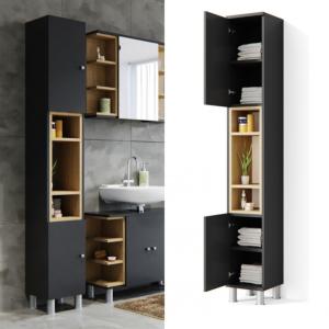 Meuble colonne salle de bain, anthracite, modle MAJOR