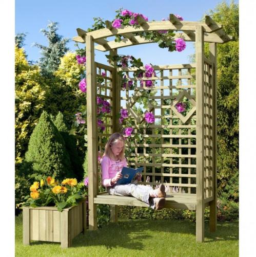 PERGOLA avec banc en EPICEA massif, modèle JYVA