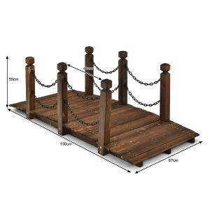 PONT de jardin 150 cm, en bois massif foncé