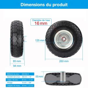 Roues caoutchouc plein Ø 260 mm – Pour chariot de jardin