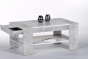 TABLE basse en bois gris béton, 100 cm, avec tiroir, modèle BERLIN 