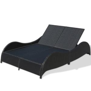 TRANSAT bain de soleil, 2 personnes, en résine tressée noir