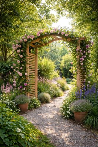 Arche de jardin XXL PATERNE en bois massif traité – passage large 210 cm