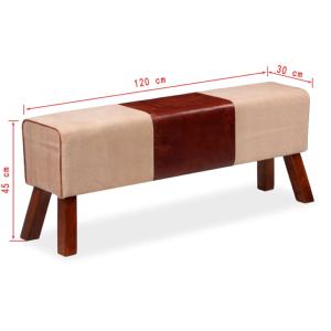 BANC, bois recouvert cuir de chèvre, 120 cm