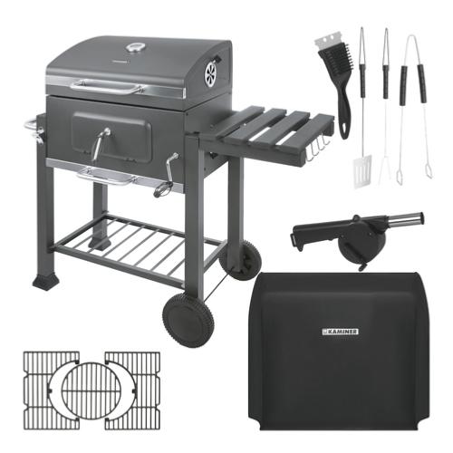 Barbecue fumoir charbon ou bois, XL avec accessoires complets