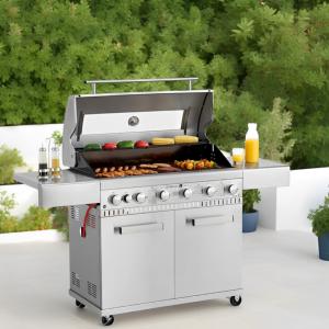 BARBECUE gaz XXL luxe, fabriqué en INOX, 7 brûleurs