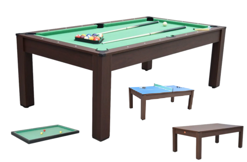 BILLARD anglais/français/ping-pong, MARRON, avec plateau table, 215 cm