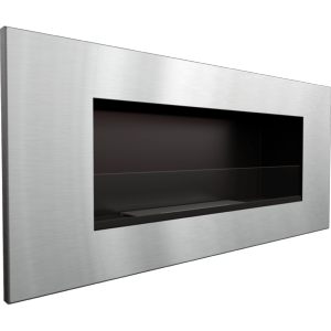 CHEMINEE éthanol luxe AVALON, inox gris, largeur 90 cm