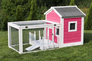 CLAPIER, CAGE Hamster, lapin,145 cm, bois massif, blanc/rose