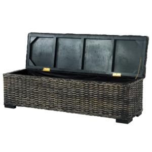 COFFRE de rangement, 120 cm, en rotin naturel brun/noir