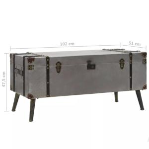 COFFRE, table basse, habillage aluminium, style vintage