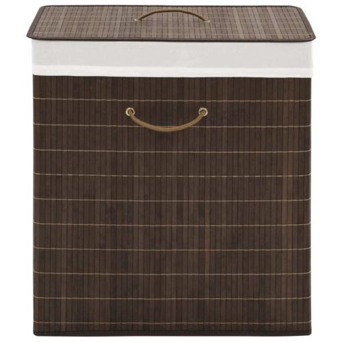 Corbeille à linge 100 litres, en bambou marron foncé