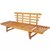 Banc de jardin convertible en acacia, coussins crème