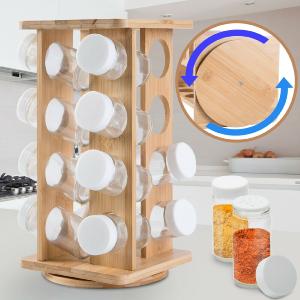 Etagère à épices en bambou pour 16 pots