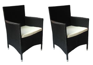 fauteuils de jardin en résine tressée, noir