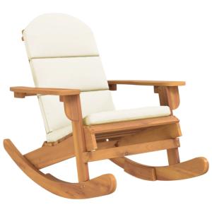 Fauteuil à bascule, type rocking Chair avec coussin, acacia massif