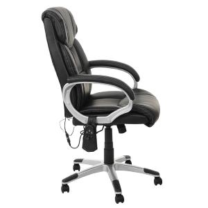 FAUTEUIL BUREAU,  cuir noir, 6 points de massage