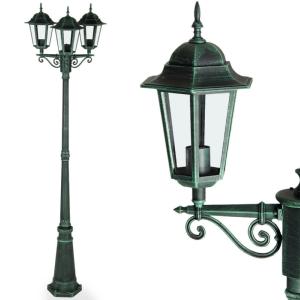 Lampadaire extérieur, 4 coloris, en aluminium 3 têtes