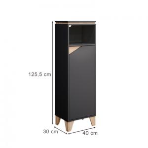 Meuble haut, 126cm sur pieds, anthracite, gamme ELEGANT