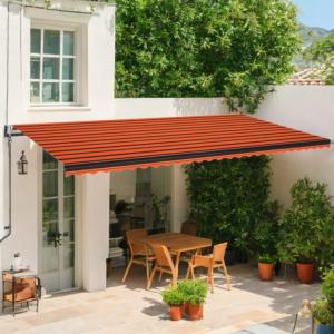 STORE BANNE 4.5 x 3.5 m, manuel, toile orange/marron