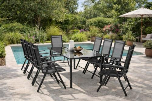 Salon de Jardin Aluminium Noir 8 Places MARINA