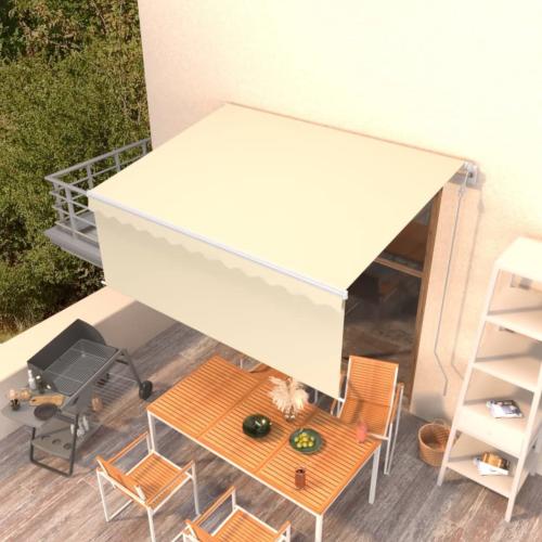 STORE BANNE 300 x 250 cm avec auvent, motorisé, éclairage LED, détecteur de vent, crème