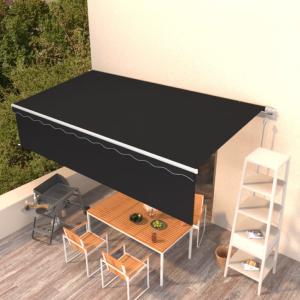 STORE BANNE 600 x 300 cm avec auvent, motorisé, éclairage LED, détecteur de vent, anthracite