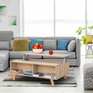 TABLE basse, 100 x 65 cm, plateau relevable, chêne, modèle THALES