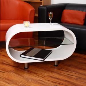 TABLE basse, meuble d'appoint, modèle ELLIPSE, blanc