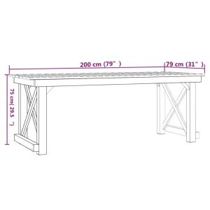 TABLE pique-nique bois massif 200 cm, avec bancs