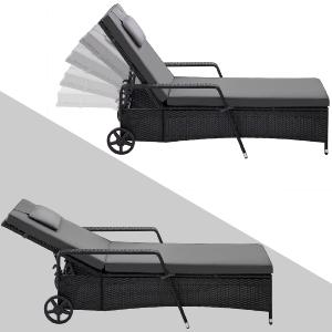 BAIN de soleil, transat en resine tressée, noir anthracite