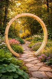 Pergola circulaire Moongate en bois traité – Arche décorative de jardin- 250 cm